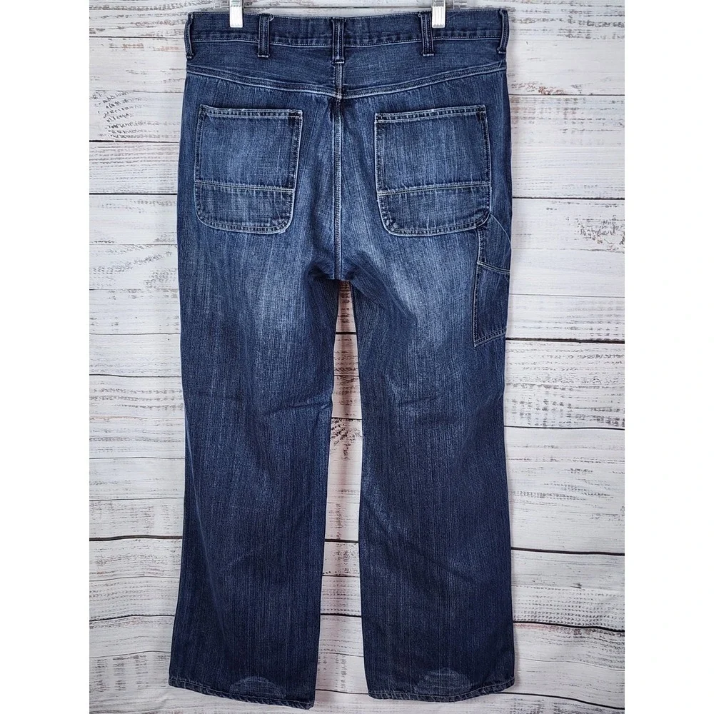Vintage Old Navy Painters Jeans Mens 36x34 Med Blue Wash Denim Carpenter Utility